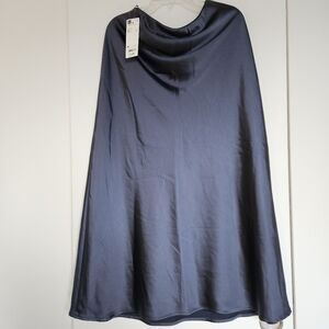 GU Navy Satin Maxi Skirt